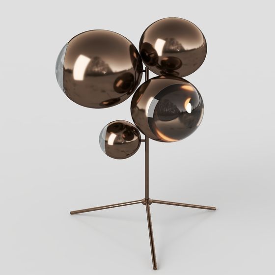 Sleek 3D Model Lamp with Metallic Spheres for Modern Interiors