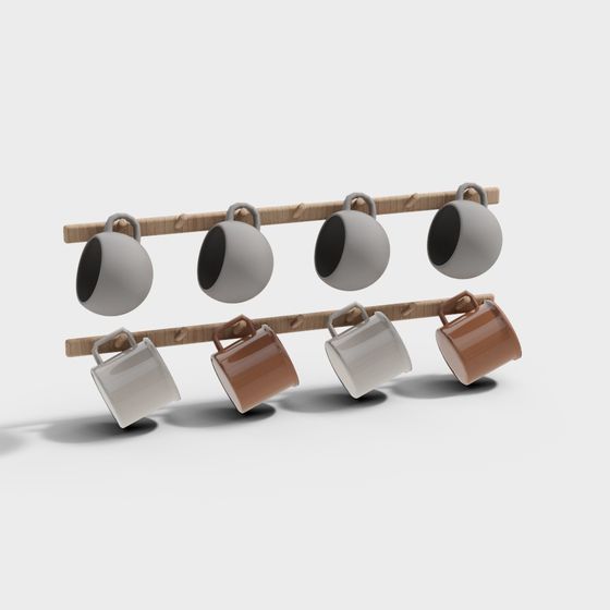 Stylish Hanging Coffee Cup Rack 3D model