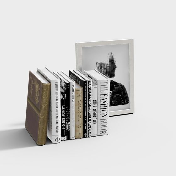 Minimalist 3D Bookshelf and Book Collection Model