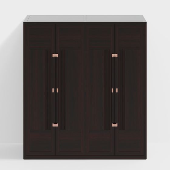 Vintage Wooden Wardrobe 3D Model