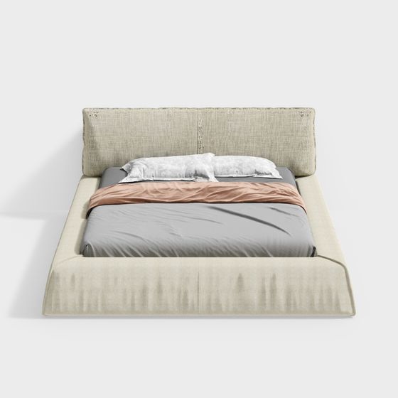 Elegant Low-Poly Bed 3D Model Design