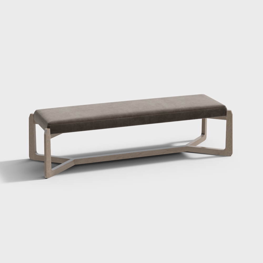 Modern Tea Room Solid Wood Fabric Long Tea Stool