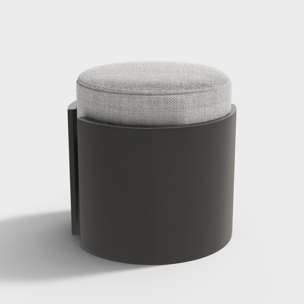 Modern Tea Room Solid Wood Fabric Round Tea Stool