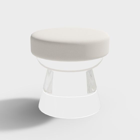Transparent Glass Round Stool 3D model