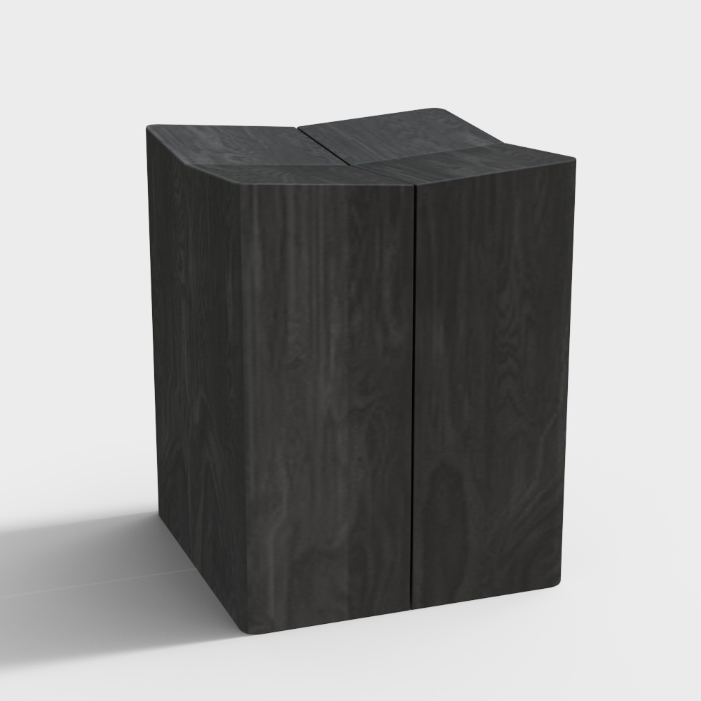 Modern Black Solid Wood Tea Stool for Tea Room