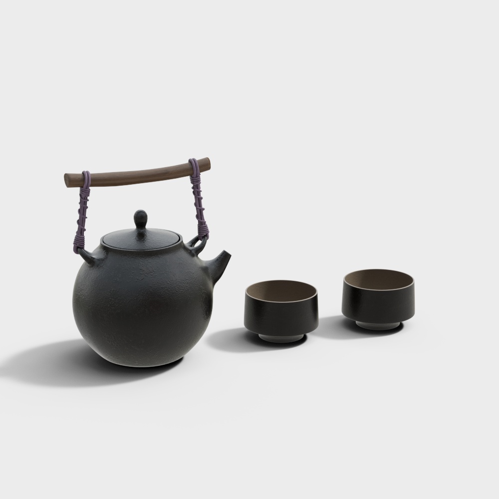 モダン茶室ティーポットとカップ