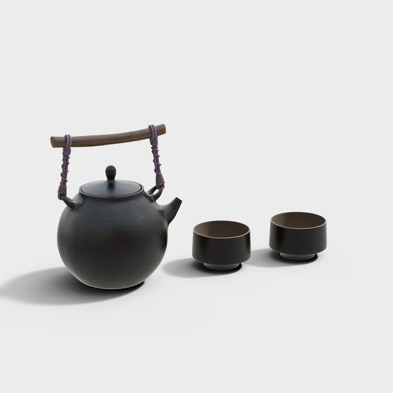 モダン茶室ティーポットとカップ