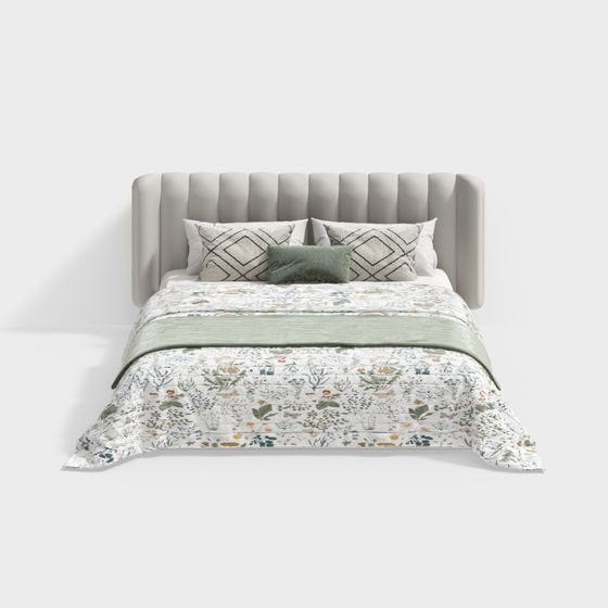 Contemporary Light French Bed in Beige