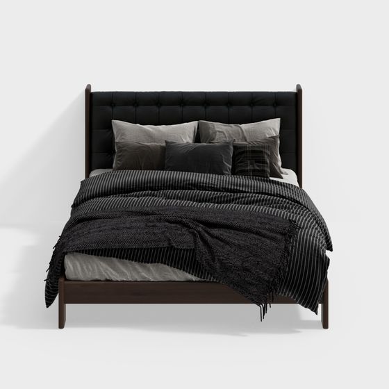 ZB35P Ancient Lacquered Skin Bed 3D Model in Black