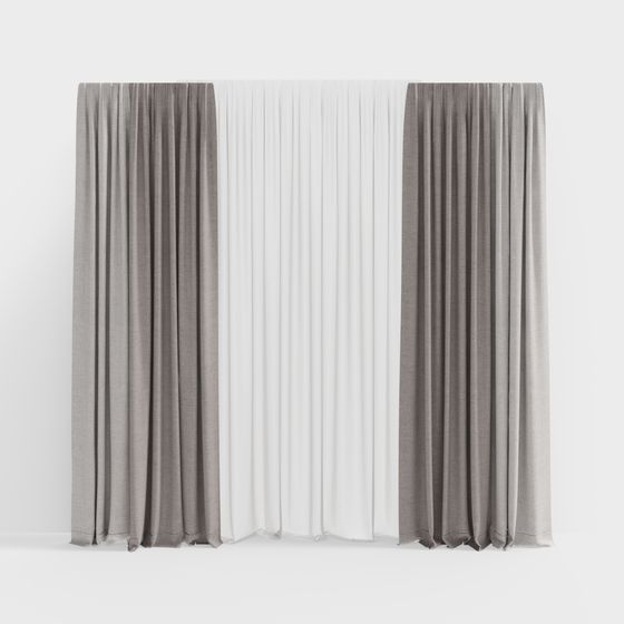Stylish Minimalist Curtain 3D model for Interiors