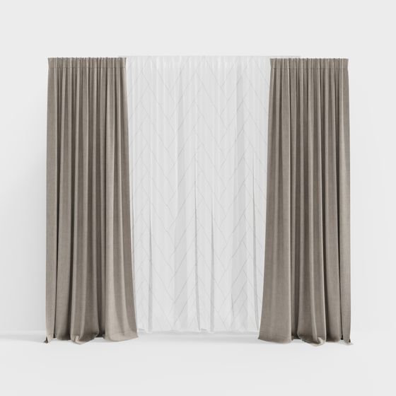 Elegant Gray Curtain 3D model for Modern Interiors