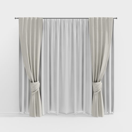 Elegant Low-Polygon Curtain 3D model for Modern Interiors