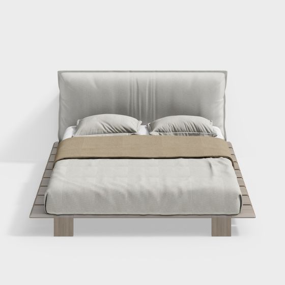 Elegant Modern Low-Poly Bed 3D model