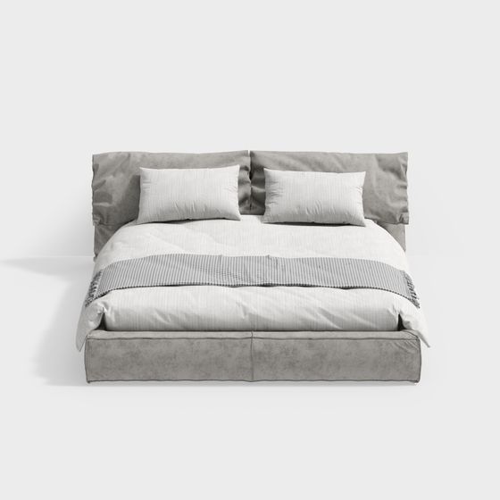 Elegantly Designed Low-Poly Bed 3D model for Bedrooms