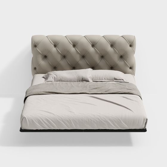 Stylish Low-Poly Bed 3D model for Cozy Bedrooms