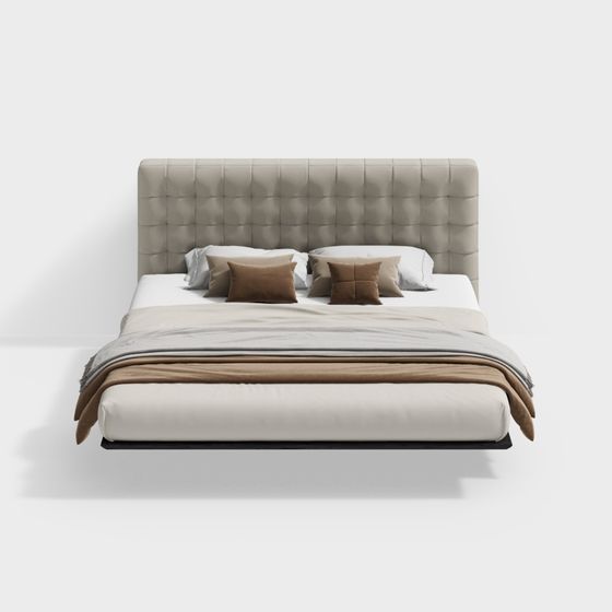 Stylish Low-Poly Bed 3D model for Modern Interiors