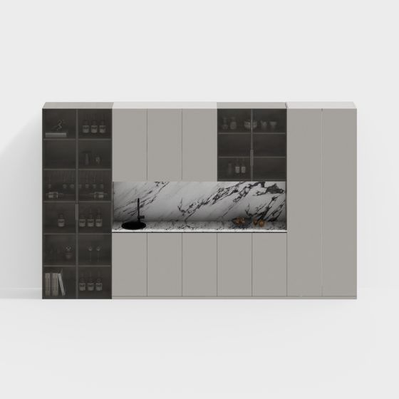 Modern Gray Tea Room Wine Cabinet Sideboard 3D Model