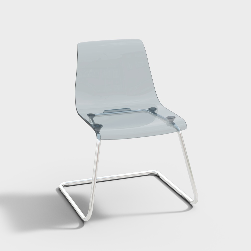Transparent Glass Chair 3D Model – Modern Minimalist Design
