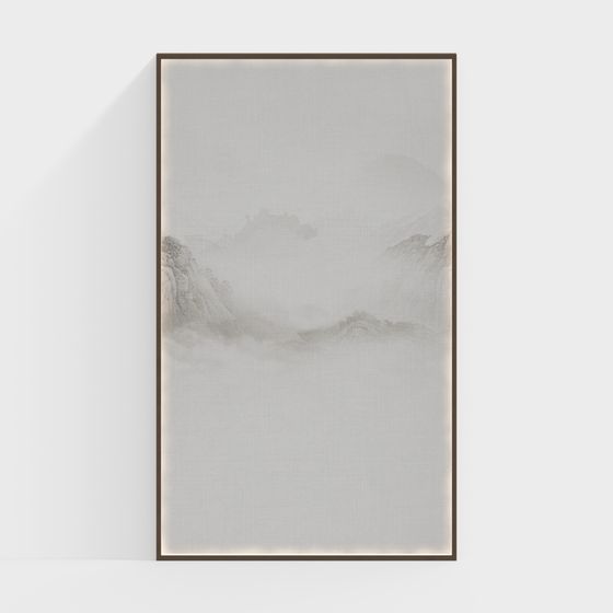 Ink Wash Mountain Scene 3D model