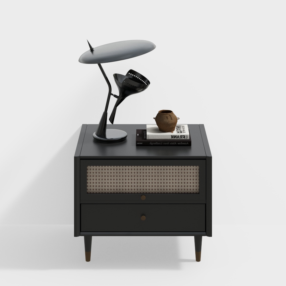 Mid-Century Modern Nightstand 3D Model – Retro-Modern Style