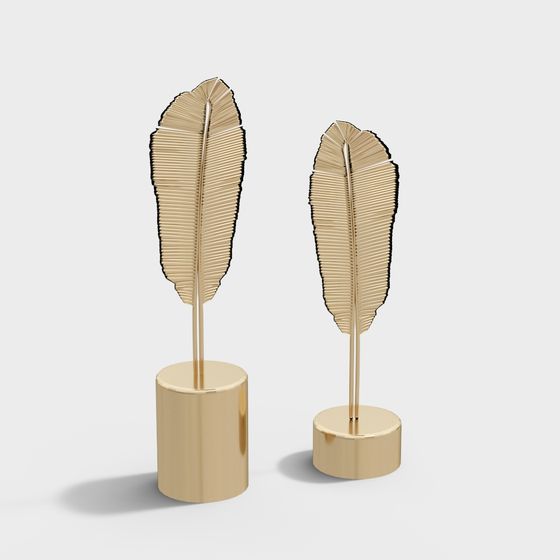 Golden Feather Pen 3D model