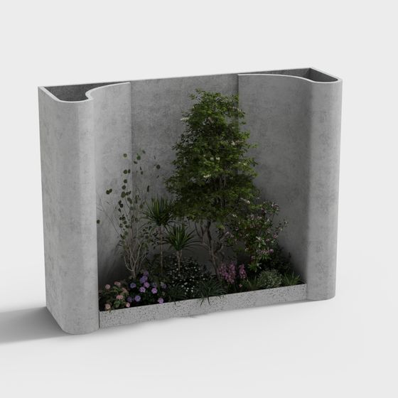 Urban Green Wall Low Poly 3D model