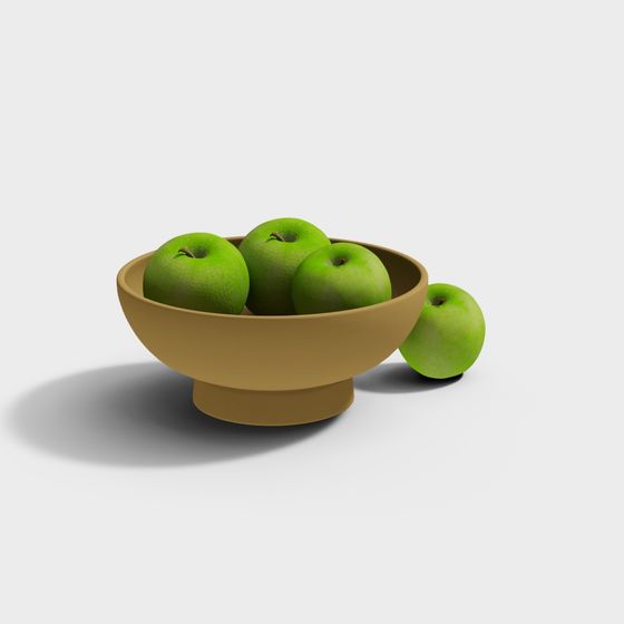 Apple Bowl Low-Poly 3D model