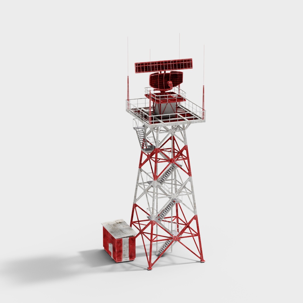 Futuristic Low-Poly Radar Tower 3D model