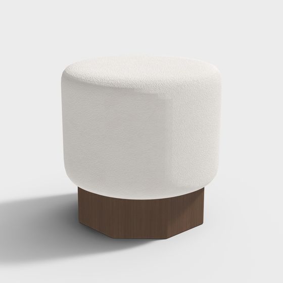 Sleek Low-Poly Round Stool 3D model