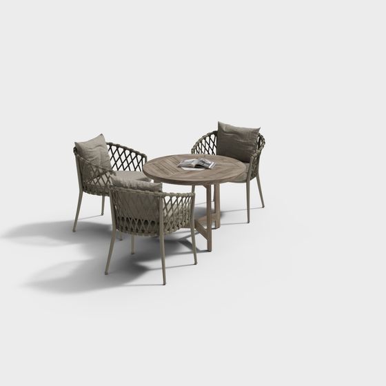 Urban Corner Coffee Table and Chairs Set 3D model