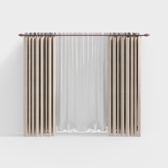 Elegant Low-Poly Curtain 3D model for Modern Interiors
