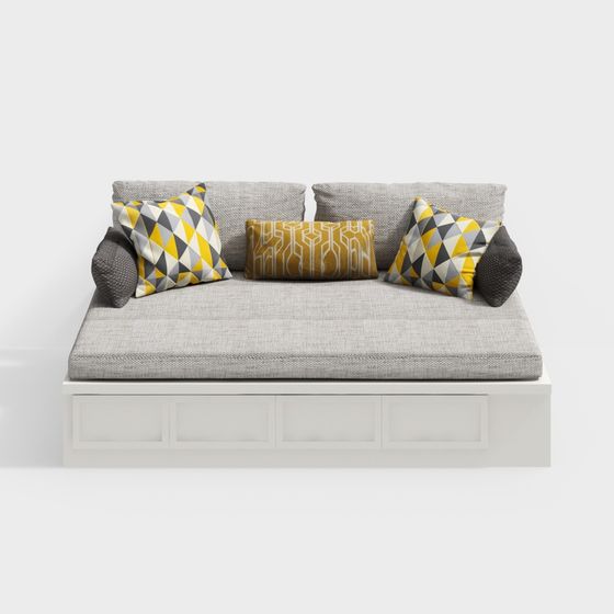 Stylish Low-Poly Fabric Sofa 3D model