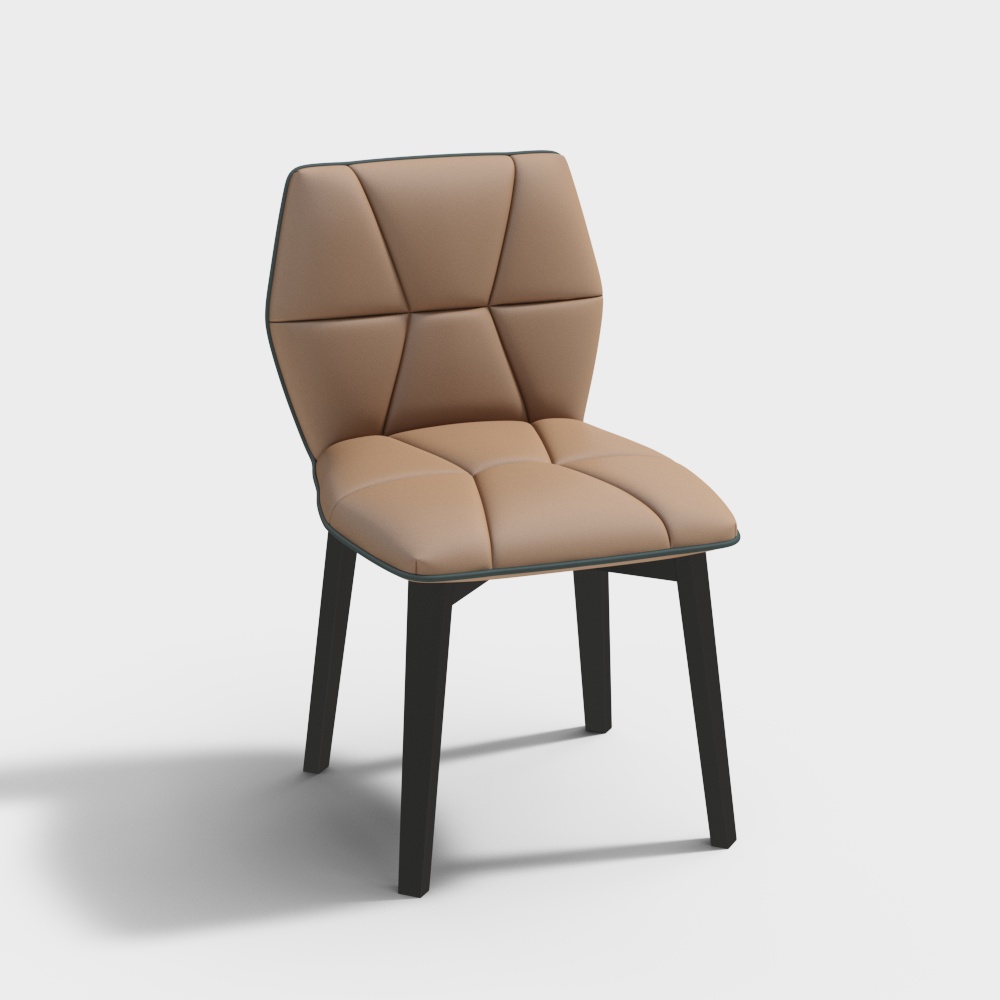 Urban Chic Chair 3D Model – Brown Leather & Metal Frame