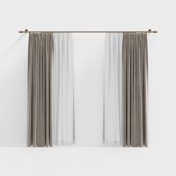 Elegant Low-Poly Curtain 3D Model for Modern Spaces