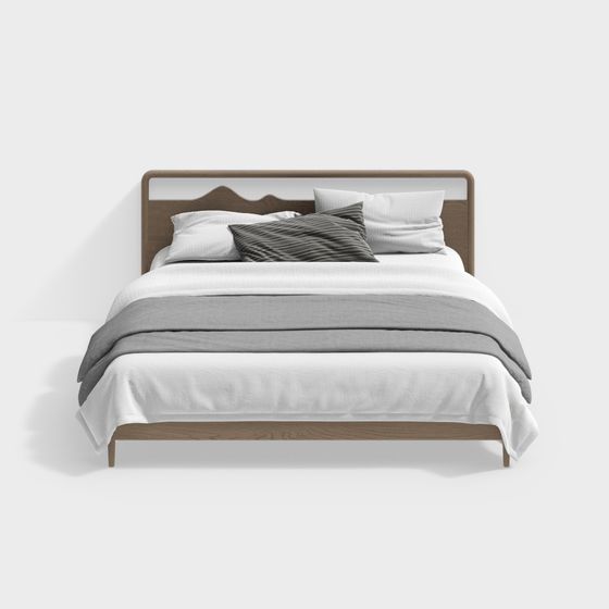 Contemporary Japanese Bed in Wood Color