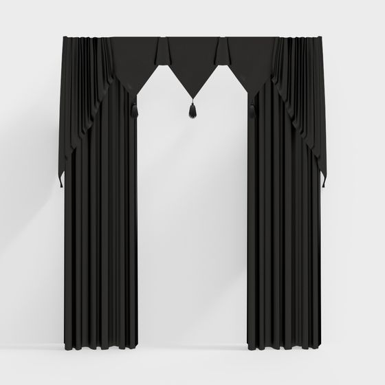 Elegant Black Curtains 3D Model