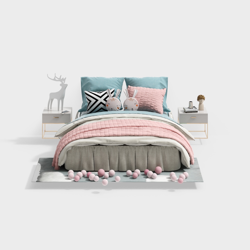Charming Low-Poly Bedroom Scene 3D Model