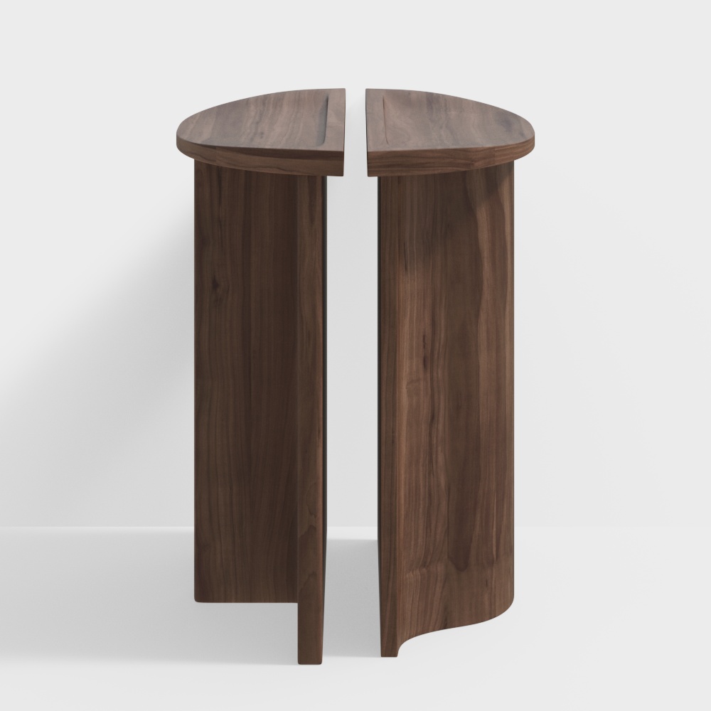 Curved Wood Table 3D Model