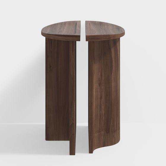 Curved Wood Table 3D Model