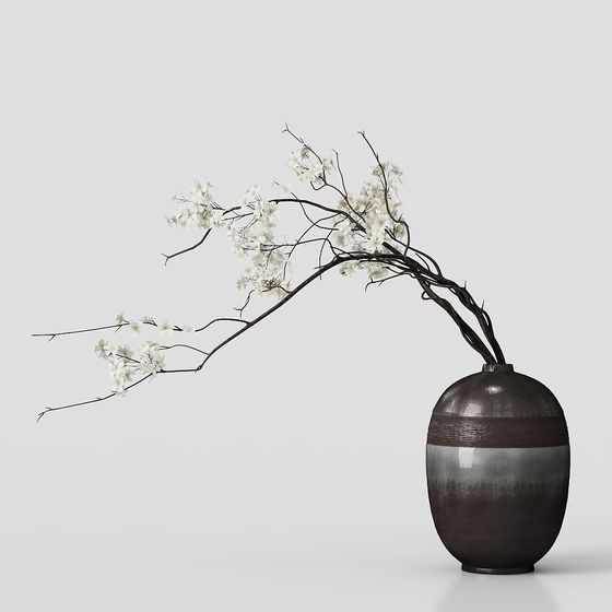 Winter Floral Vase 3D model