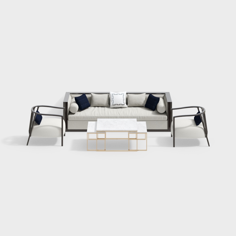 New Chinese-Style Villa Study Room Sofa Set