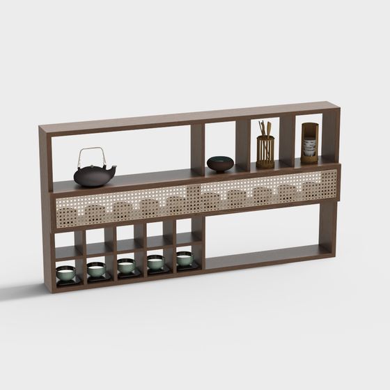 Elegant Wooden Display Rack 3D Model – Low-Poly Wood Design