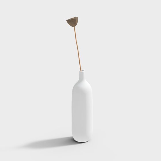 Low-Poly White Bottle with Dried Branch 3D model