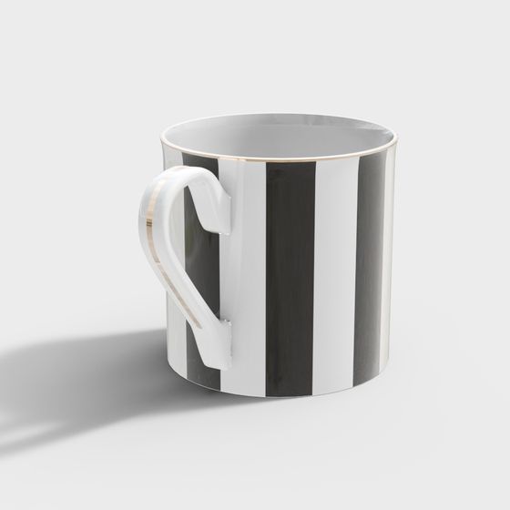 Elegant Black and White Striped Mug 3D model