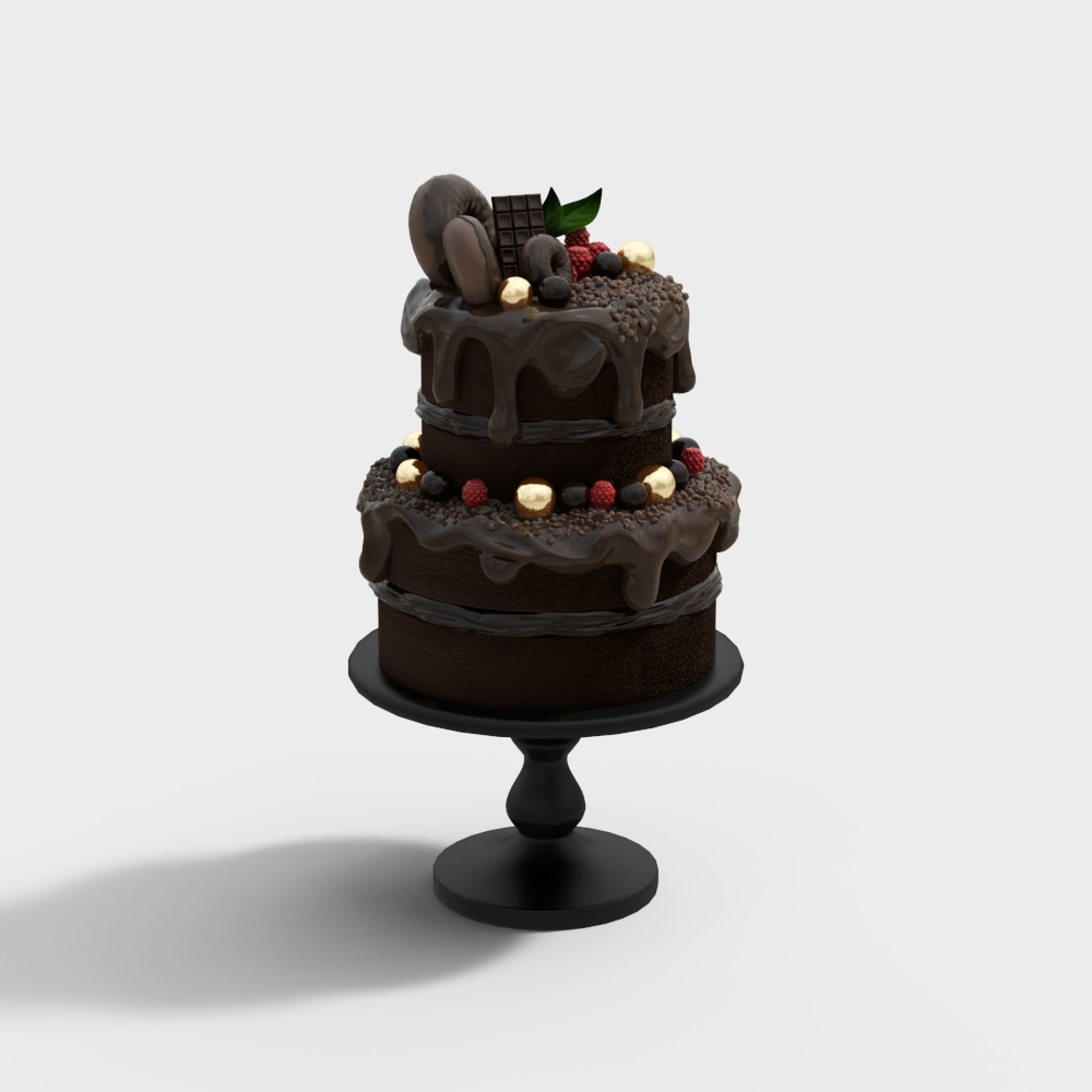 Realistic Chocolate Cake 3D model