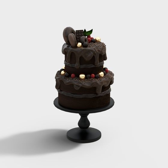 Realistic Chocolate Cake 3D model
