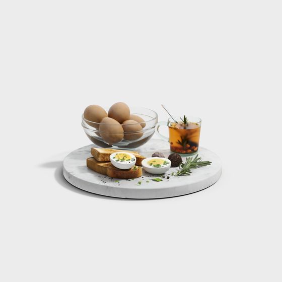 Realistic Breakfast Scene 3D Model