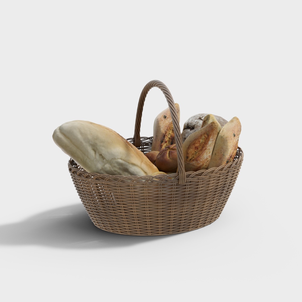 Low-Poly Vintage Bread Basket 3D model