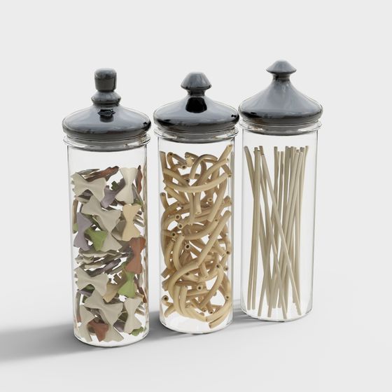 Stylish Three-Piece Storage Jar Set 3D model