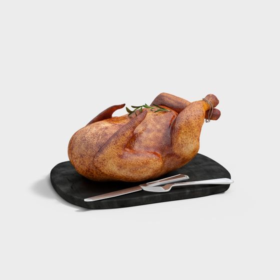 Realistic Roast Chicken 3D Model for Creative Projects